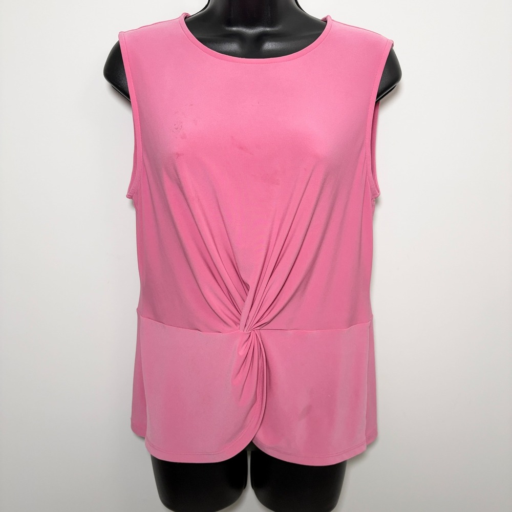Donna Karan Sleeveless Twist Front Knot Blouse Small Pink